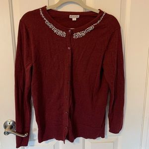 Maroon  rhine·stone cardigan